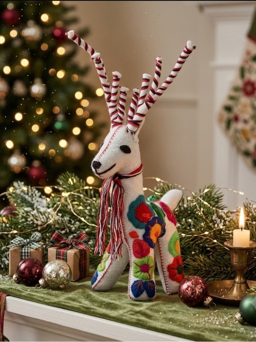Mexican handmade Christmas decorations reindeers 16 inches tall